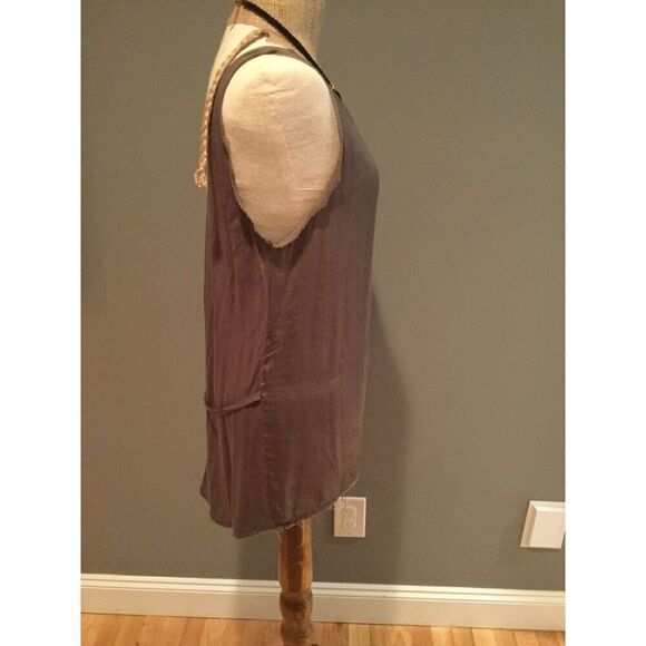 Helmut Lang tunic sleeveless silk top sz medium army green brown - Picture 7 of 9